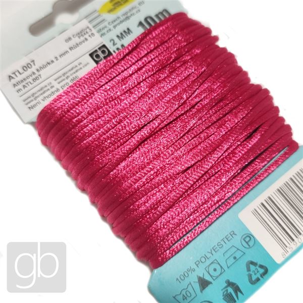 Satinkordel 2 mm Rosa 10 m ATL007