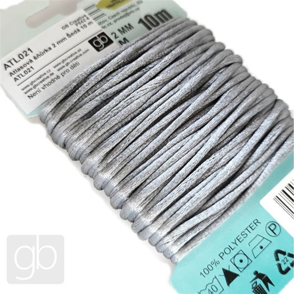 Satinkordel 2 mm Grau ATL021