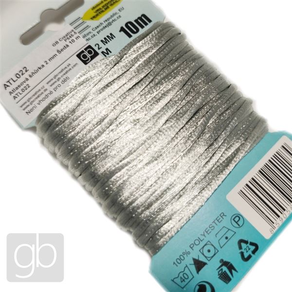 Satinkordel 2 mm Grau ATL022