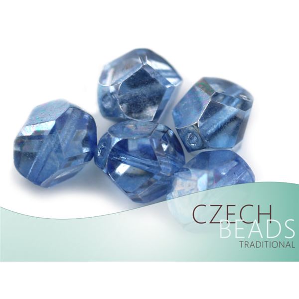 Glasschliffperlen 12 mm Blau 5 Stck.