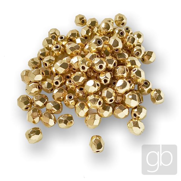 Glasschliffperle Runde 4 mm Golden (00030-26200) 100 Stck.