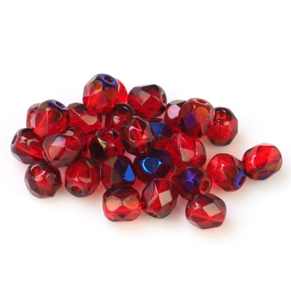 Geschliffeneperlen K�gelchen 4 mm Rot (90120 AB) 100 St