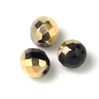 Glasschliffperlen 10 mm Schwarz+Gold (BRK10002) 3Stck.