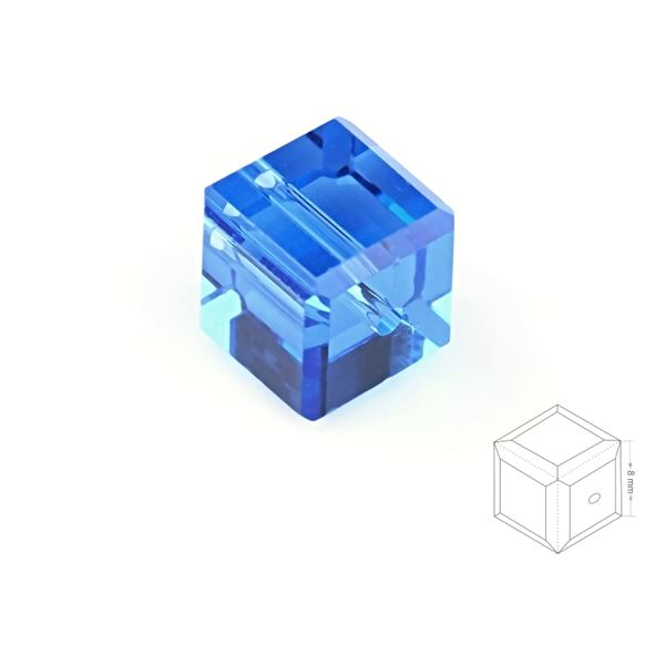 W�rfel Geschliffeneperlen 8 mm Blau BRKO8011