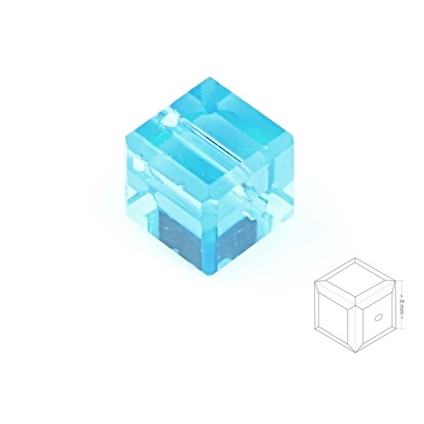 W�rfel Geschliffeneperlen 8 mm Blau BRKO8014