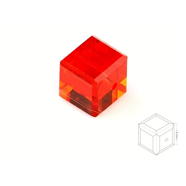 W�rfel Geschliffeneperlen 8 mm Orange BRKO8015