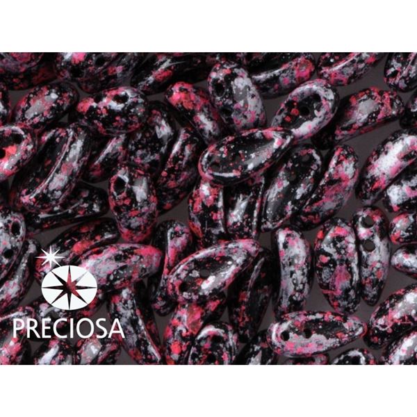 PRECIOSA Chilli Perlen 4x11 mm 15 Stck. Schwarz+rosa (23980 45708)