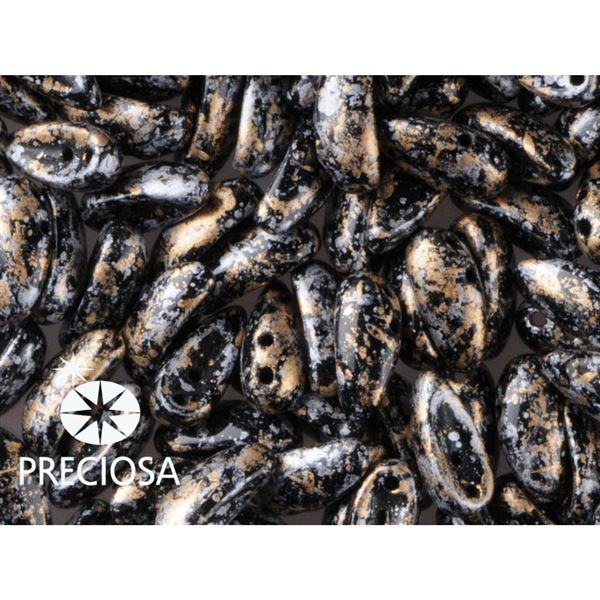 PRECIOSA Chilli Perlen 4x11 mm 15 Stck.Schawrz+gold (23980 45704)