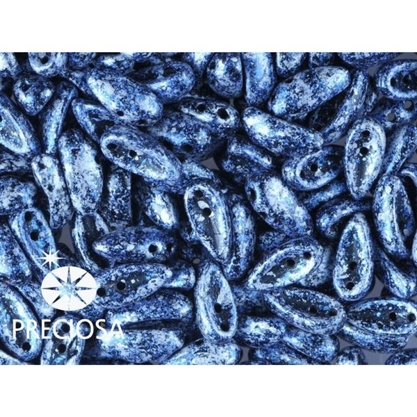 PRECIOSA Chilli Perlen 4x11 mm 15 Stck. Schwarz+blau (23980 45706)