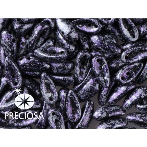 PRECIOSA Chilli Perlen 4x11 mm 15 Stck. Schwarz+Lila (23980 45710)