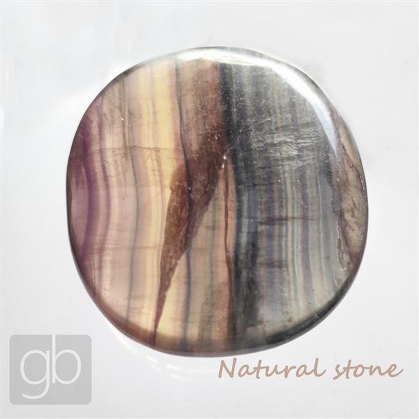 Fluorit gestreifter Flacher Stein 36 x 40 x 9,5 mm