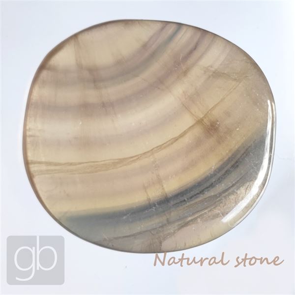 Fluorit gestreifter Flacher Stein 42 x 38 x 9,5 mm