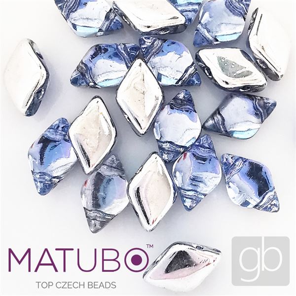 GEMDUO Matubo 8 x 5 mm Blau + Silber S11C010