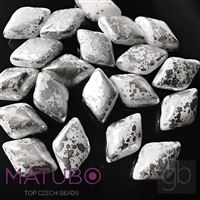 GEMDUO Matubo 8 x 5 mm Weiß + Silber 03000-15481