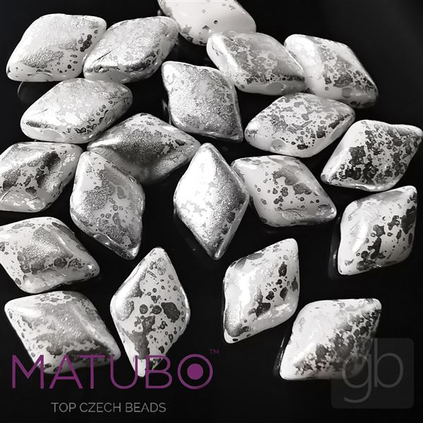 GEMDUO Matubo 8 x 5 mm Wei + Silber 03000-15481