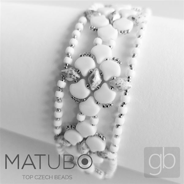 GEMDUO Matubo 8 x 5 mm Wei + Silber 03000-15481