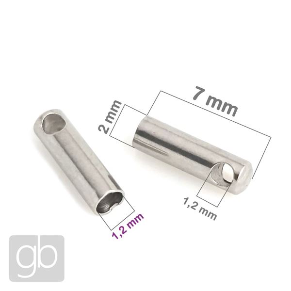 Schmuckkappe 7 x 2 mm Loch 1,2 mm Chirurgenstahl 10 Stk