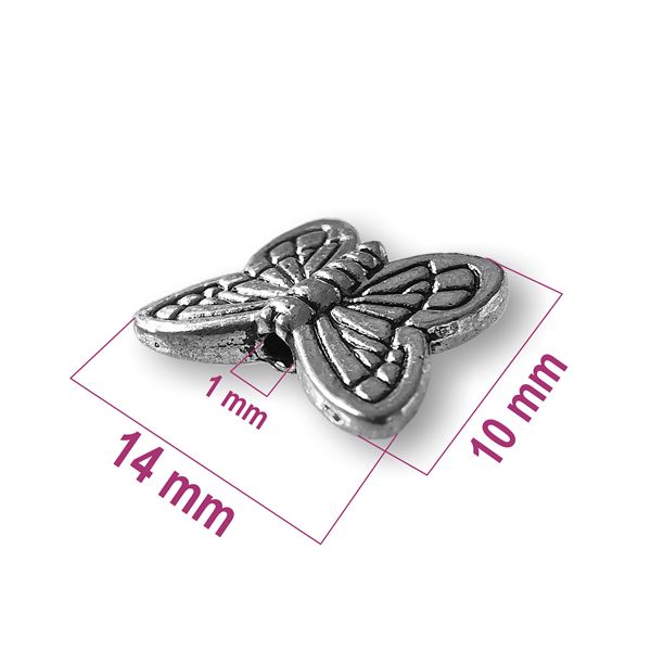 Schmetterlingsperlen aus Metall 14 x 10 mm (Loch 1 mm)