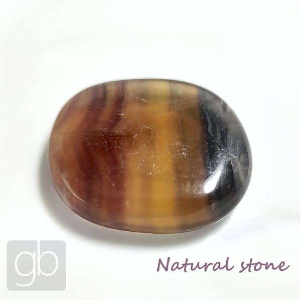 Fluorit gestreifter Flacher Stein 40 x 33 x 10 mm