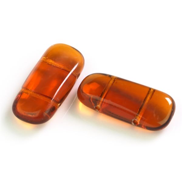 Glasperlen zwei L�cher Rechteck 22 x 10 x 5 mm Braun MP00677