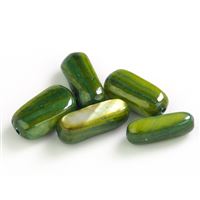 Glasperlen Perle Rechteck 15 x 5 mm Grün MP00678