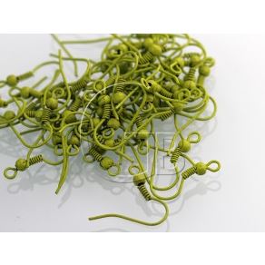 Ohrhaken mit Feder bunt Gr�n K225