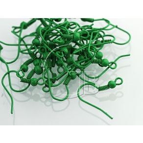 Ohrhaken mit Feder bunt Gr�n K226