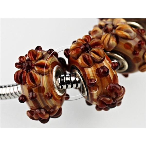 Lampwork Perlen Braun Loch 6 mm PDR12