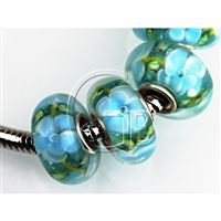 Lampwork Perlen Blau Loch 6 mm PDR16