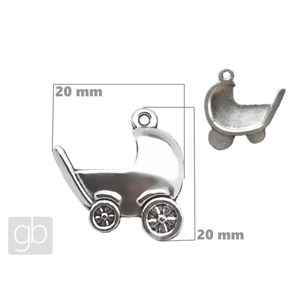 Kinderwagenanh�nger 20 x 20 mm Antiksilber