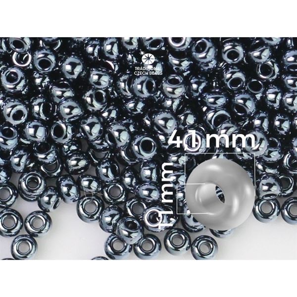 Preciosa Rocailles Perlen 6/0 4,1 mm Hematit (49102) 50 g
