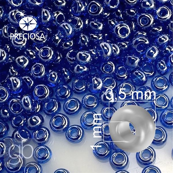 Preciosa Perlen Rocailles 7/0 3,5 mm Blau 36050 50 g