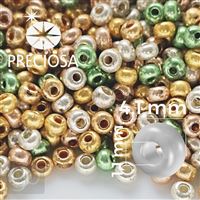 Preciosa Rocailles MIX 6/0 4,1 mm Grün Golden Silber 50 g