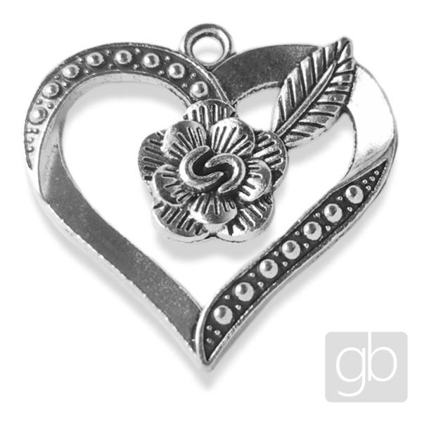 Anhnger HERZ 28 mm Altes Silber