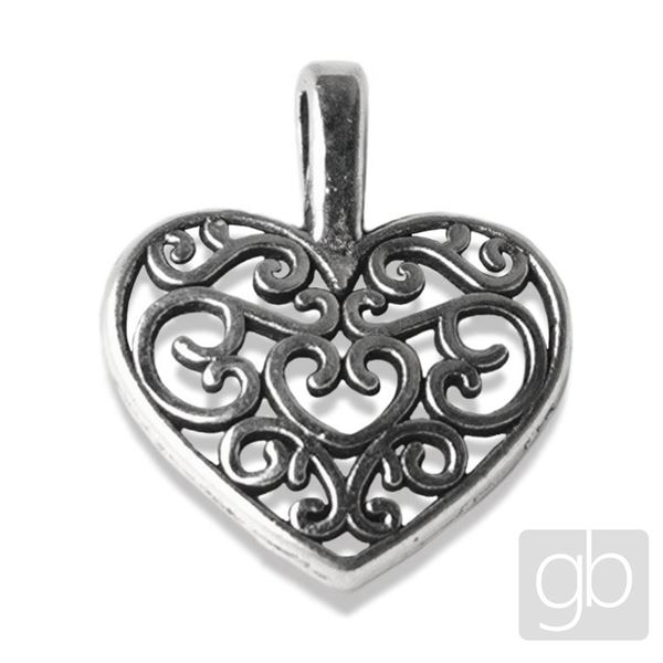 Herzanh�nger Filigran 14,5 mm Altes Silber