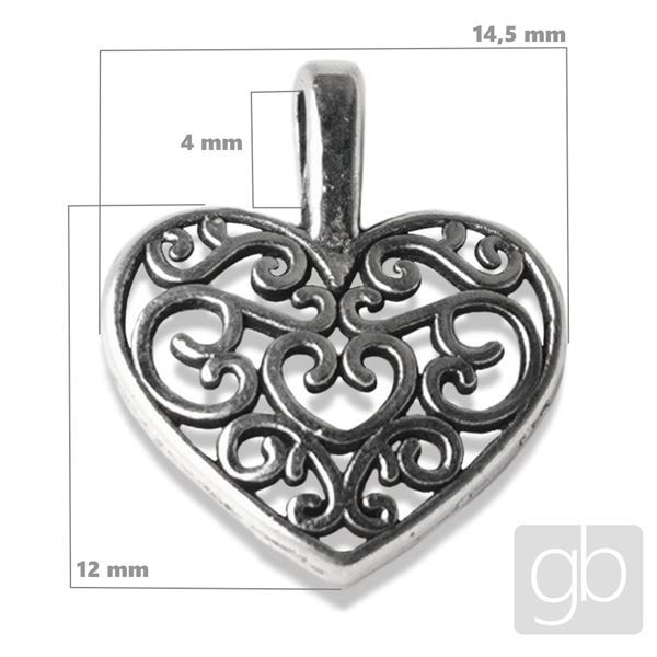 Herzanh�nger Filigran 14,5 mm Altes Silber