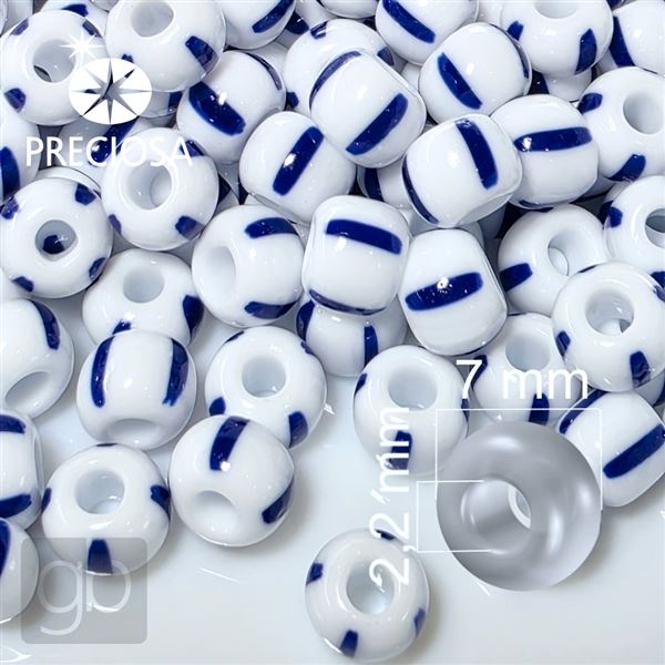 Preciosa STRIPED Rocailles 31/0 7 mm Blau Wei 03330 50 g