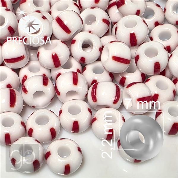 Preciosa STRIPED Rocailles 31/0 7 mm Rot Wei� 03890 50 g