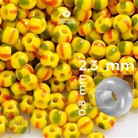 Preciosa STRIPED Rocailles 10/0 2,3 mm Grün Rot Gelb 83590 20 g