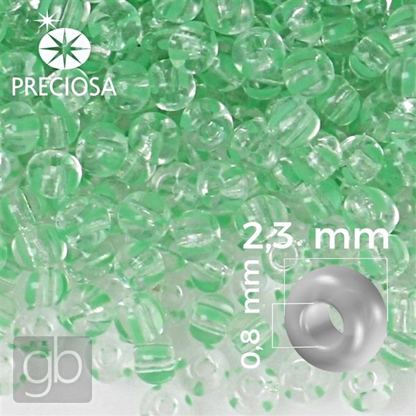 Preciosa STRIPED Rocailles 10/0 2,3 mm Gr�n Klar 00850 20 g