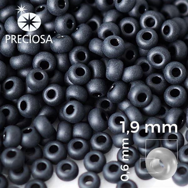 Preciosa Rocailles 11/0 2,1 mm Schwarz MAT 23980 50 g