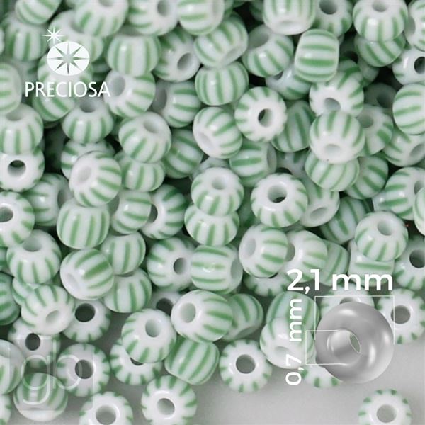 Preciosa STRIPED 11/0 2,1 mm White Green 03851 50 g