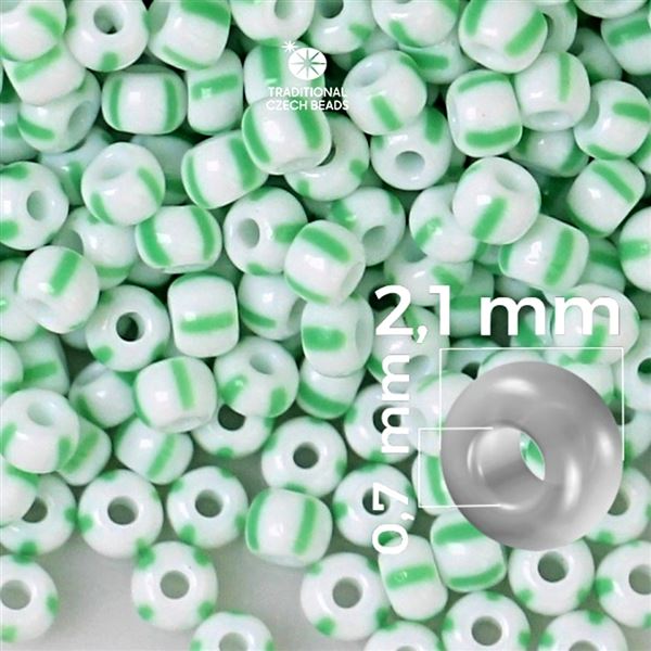 Preciosa STRIPED 11/0 2,1 mm Wei� Gr�n 03850 50 g