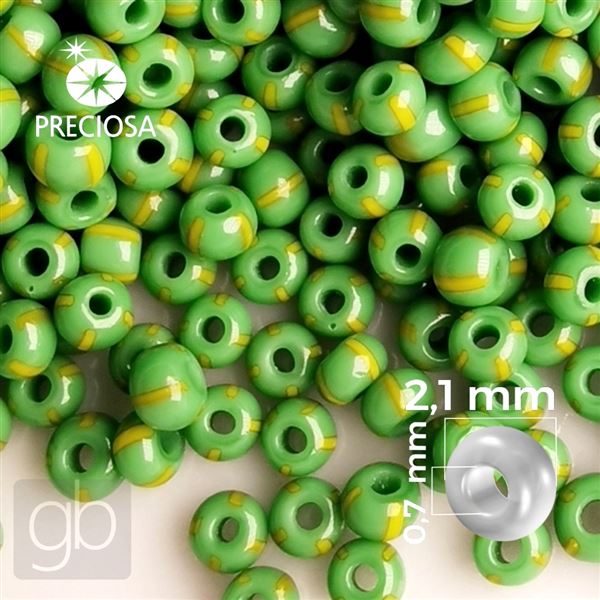 Preciosa STRIPED 11/0 2,1 mm Gr�n Gelb 53800 50 g