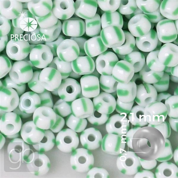 Preciosa STRIPED 11/0 2,1 mm Wei� Gr�n 03850 20 g