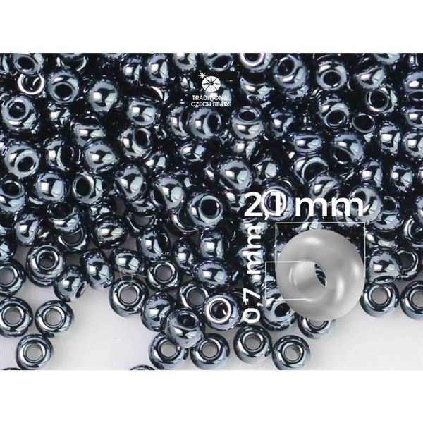 Preciosa Rocailles 11/0  2,1 mm Hematit (49102) 20 g
