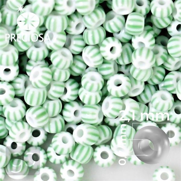 Preciosa STRIPED 11/0 2,1 mm Wei� Gr�n 03851 20 g
