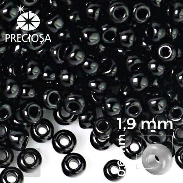 Preciosa Rocailles 12/0 1,9 mm Schwarz 23980 20 g