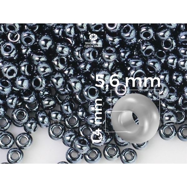 Preciosa Rocailles 3/0 5,6 mm Grau Hematit (49102) 20 g