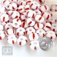 Preciosa STRIPED Weiß Rot 4/0 5,1 mm 03890 50 g